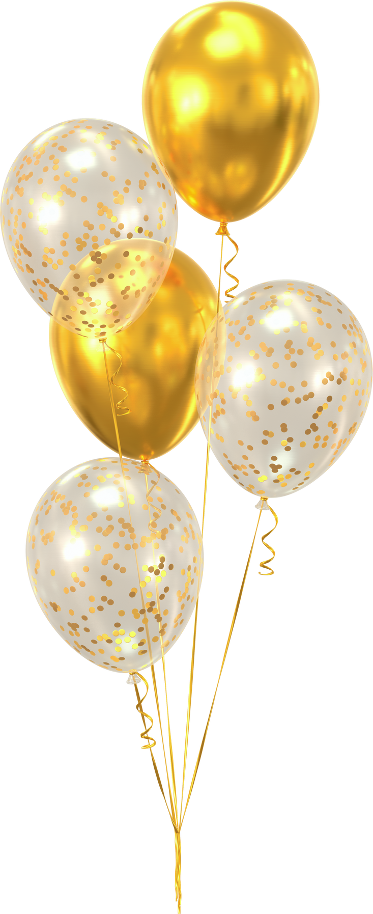 Gold and transparent party balloons